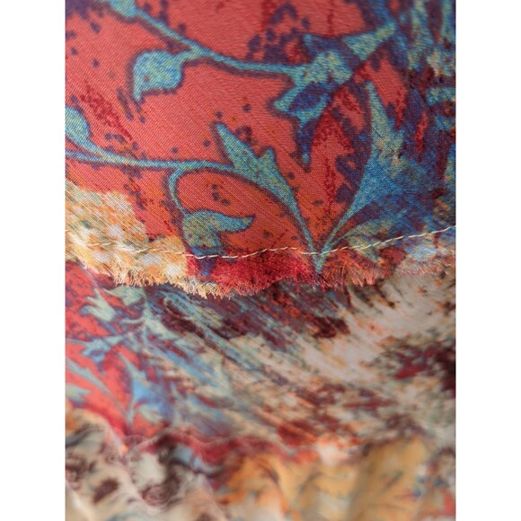 Kasper Dress  Womens 10 Floral Midi A Line Tiered Chiffon Fringed Lettuce Hem - Picture 7 of 13